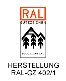 RAL-Gütezeichen für die Herstellung von Holzhaus, Massivholzhaus, Blockhaus - Gütegemeinschaft Blockhausbau e.V.